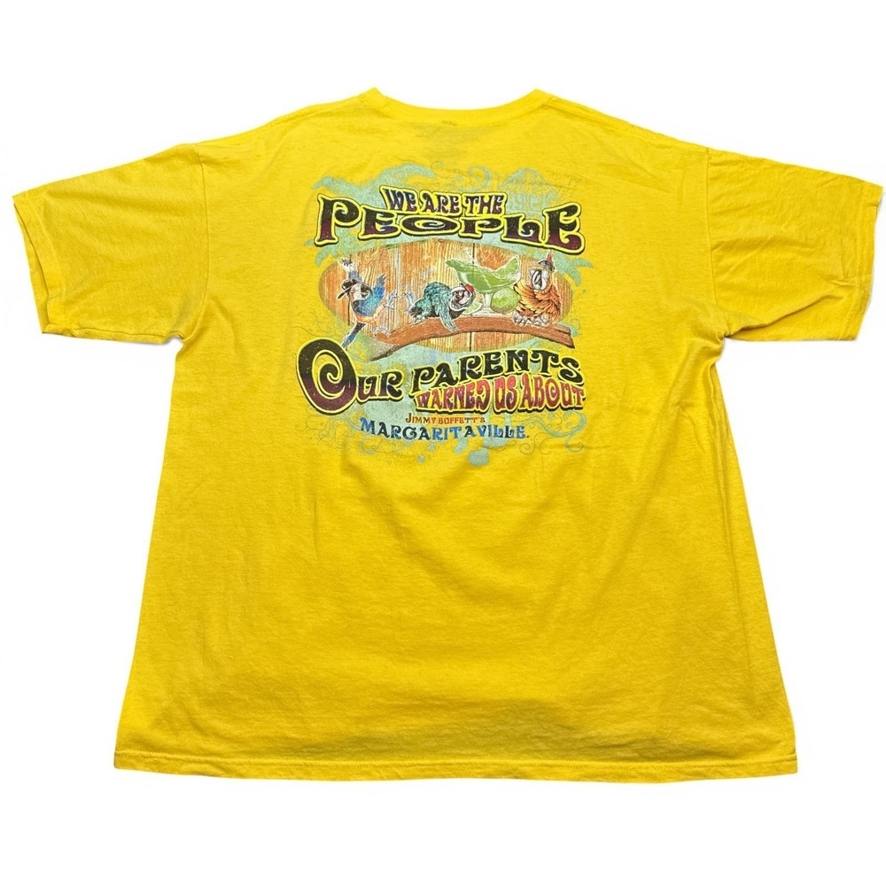 Jimmy Buffet Margaritaville T Shirt Mens Size XL Yellow Double Sided Cancun